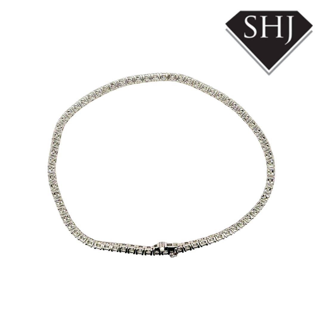 9ct White Gold Lab Grown 3.00ct Diamond Tennis Bracelet