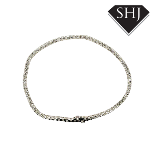 9ct White Gold Lab Grown 3.00ct Diamond Tennis Bracelet