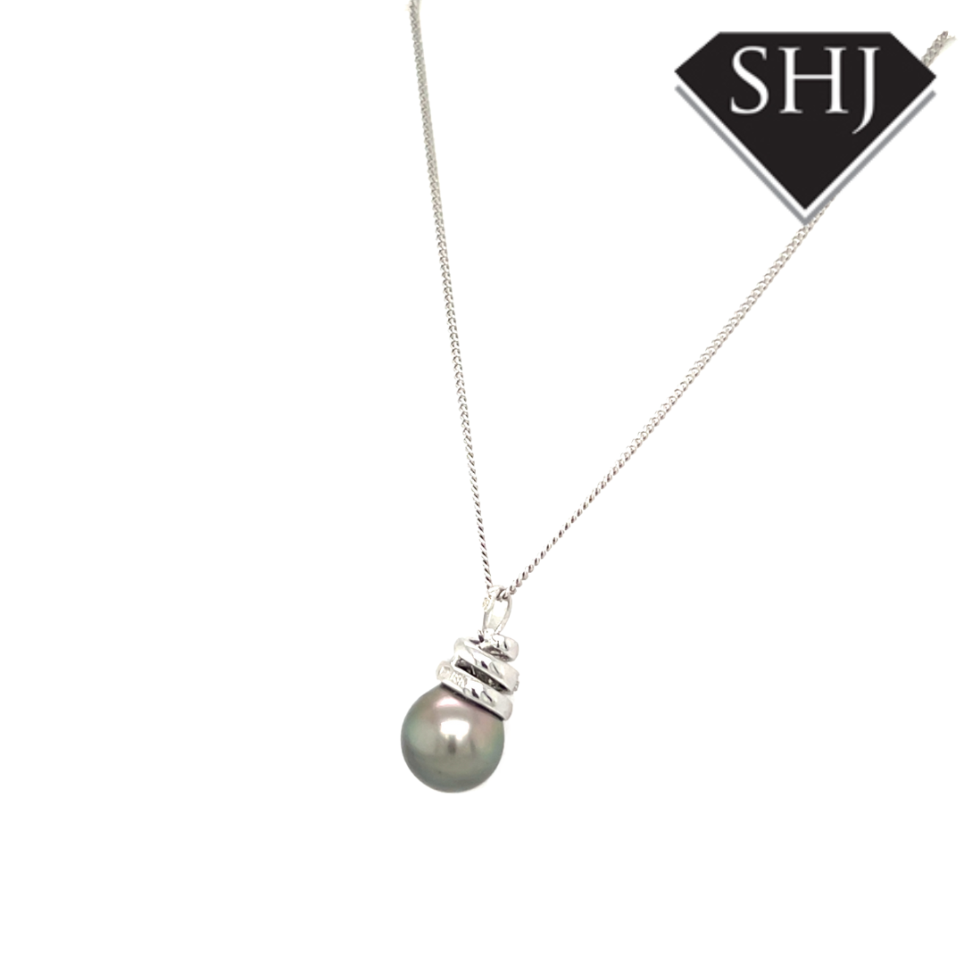 18ct WG Pearl & Diamond Pendant