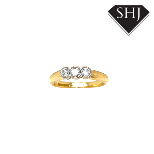 18ct Yellow Gold Diamond 3 Stone Ring 18ct