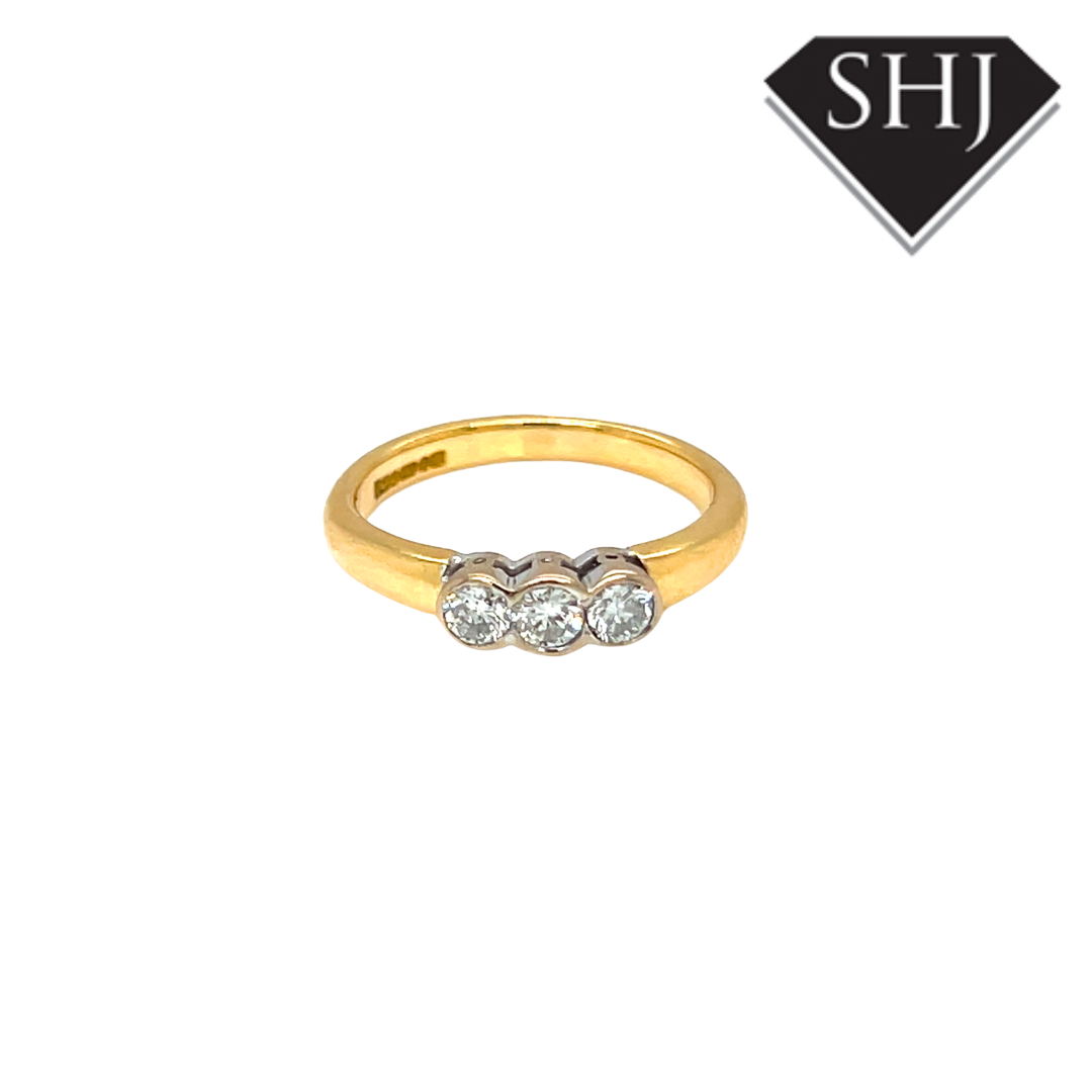 18ct Yellow Gold Diamond 3 Stone Ring 18ct