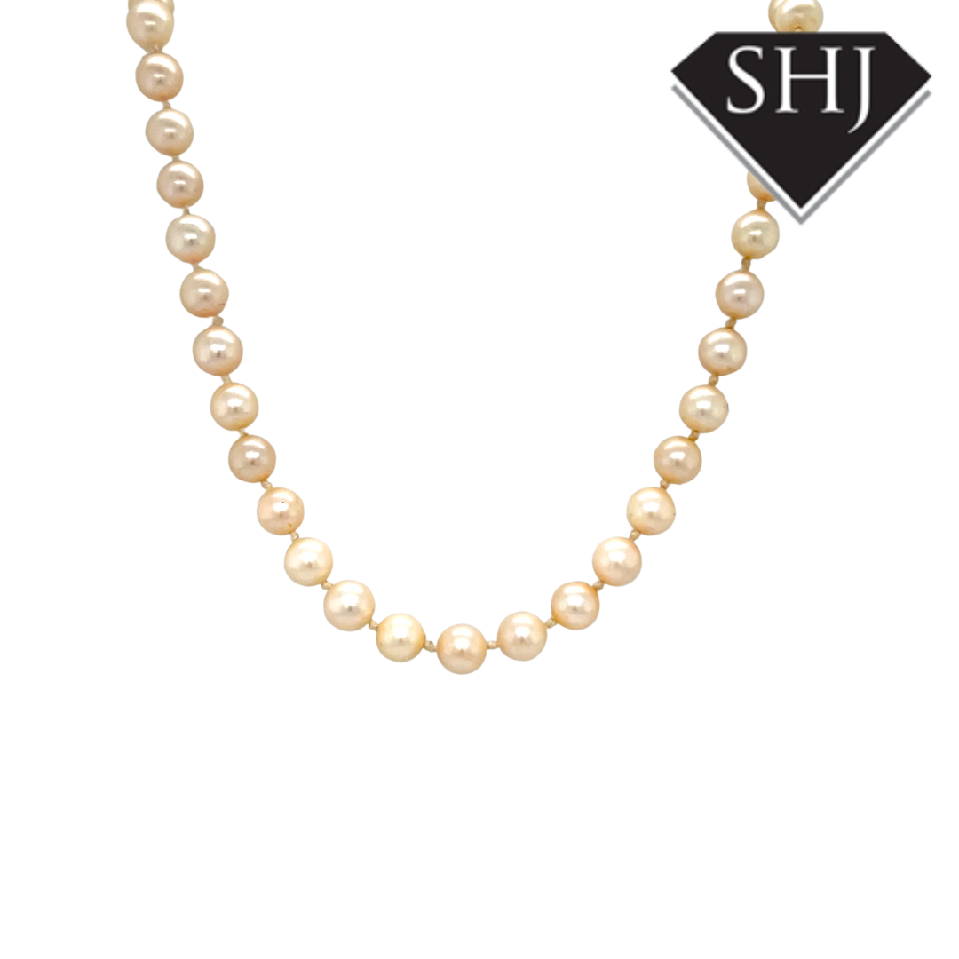 9ct Yellow Gold String of Pearls