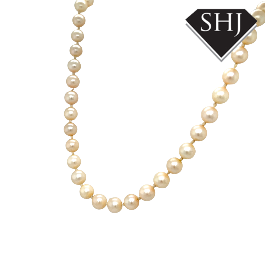 9ct Yellow Gold String of Pearls