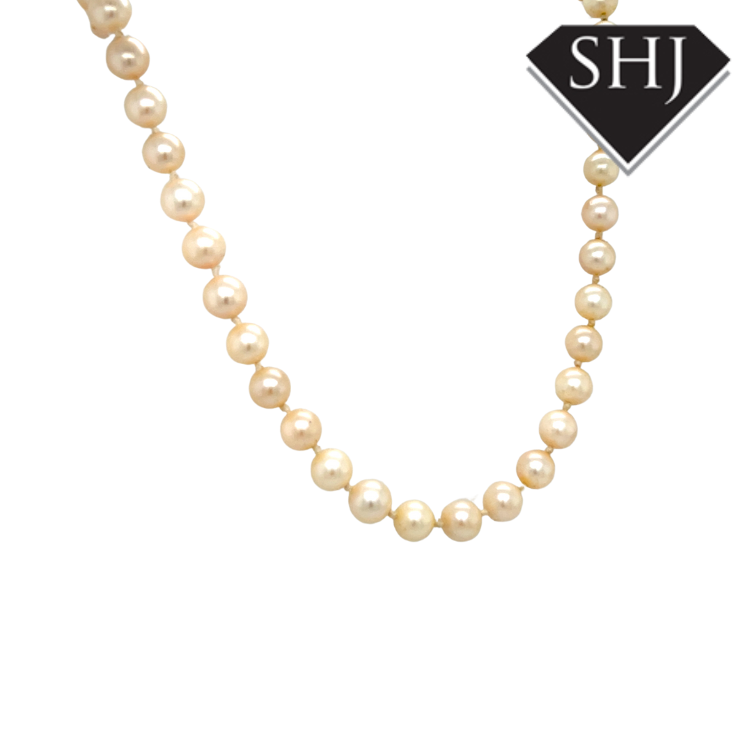 9ct Yellow Gold String of Pearls