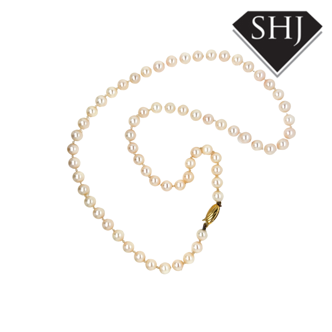 9ct Yellow Gold String of Pearls