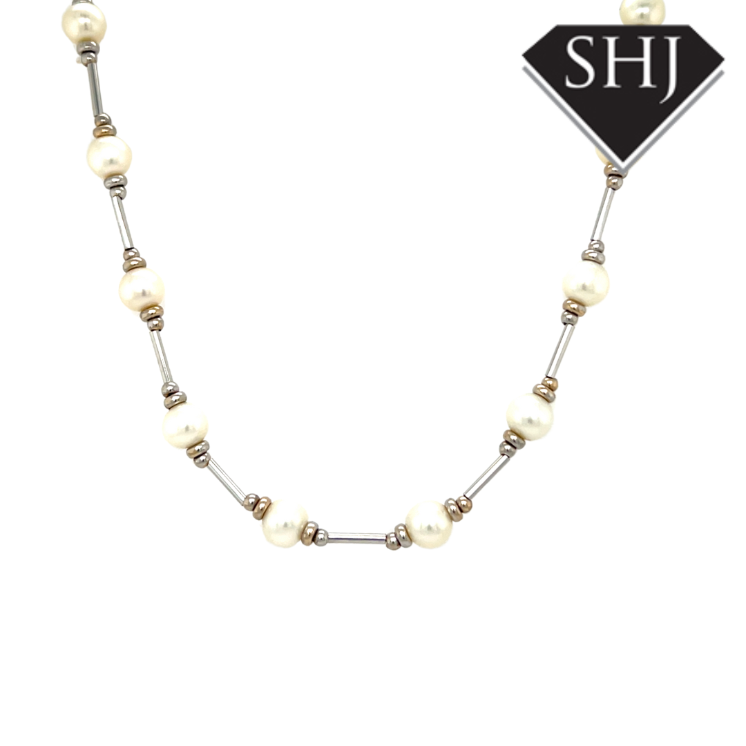 9ct White Gold Pearl Necklace
