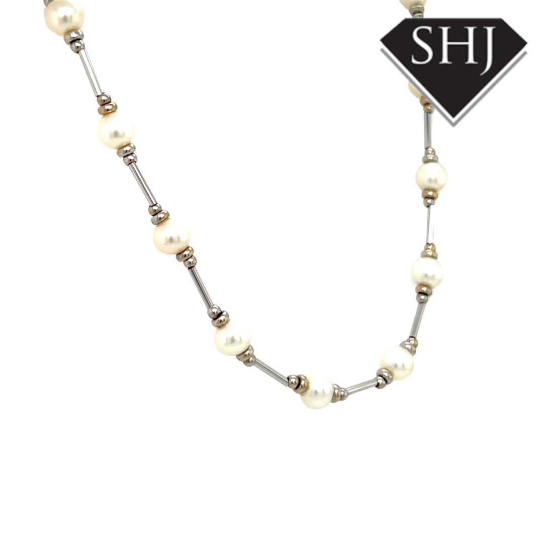 9ct White Gold Pearl Necklace