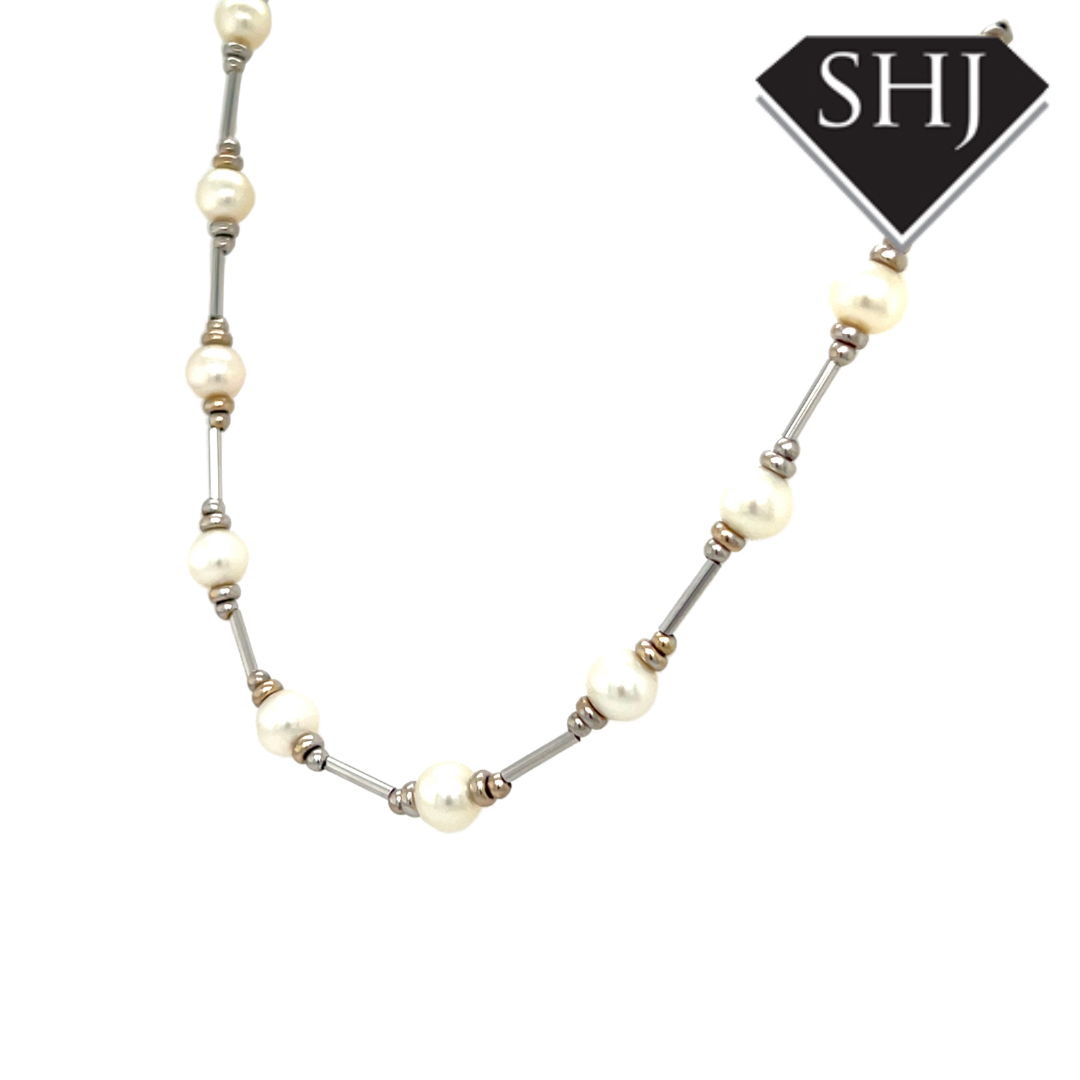 9ct White Gold Pearl Necklace