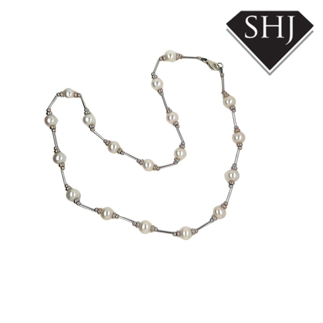 9ct White Gold Pearl Necklace