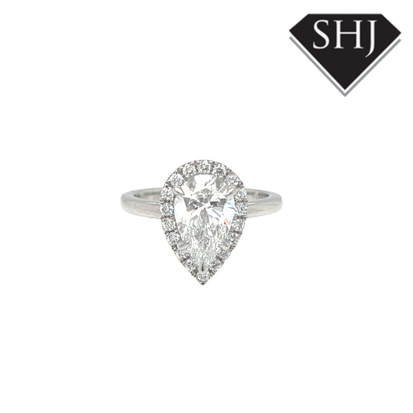 Platinum Lab Grown 2.00ct Pear Diamond Cluster Ring