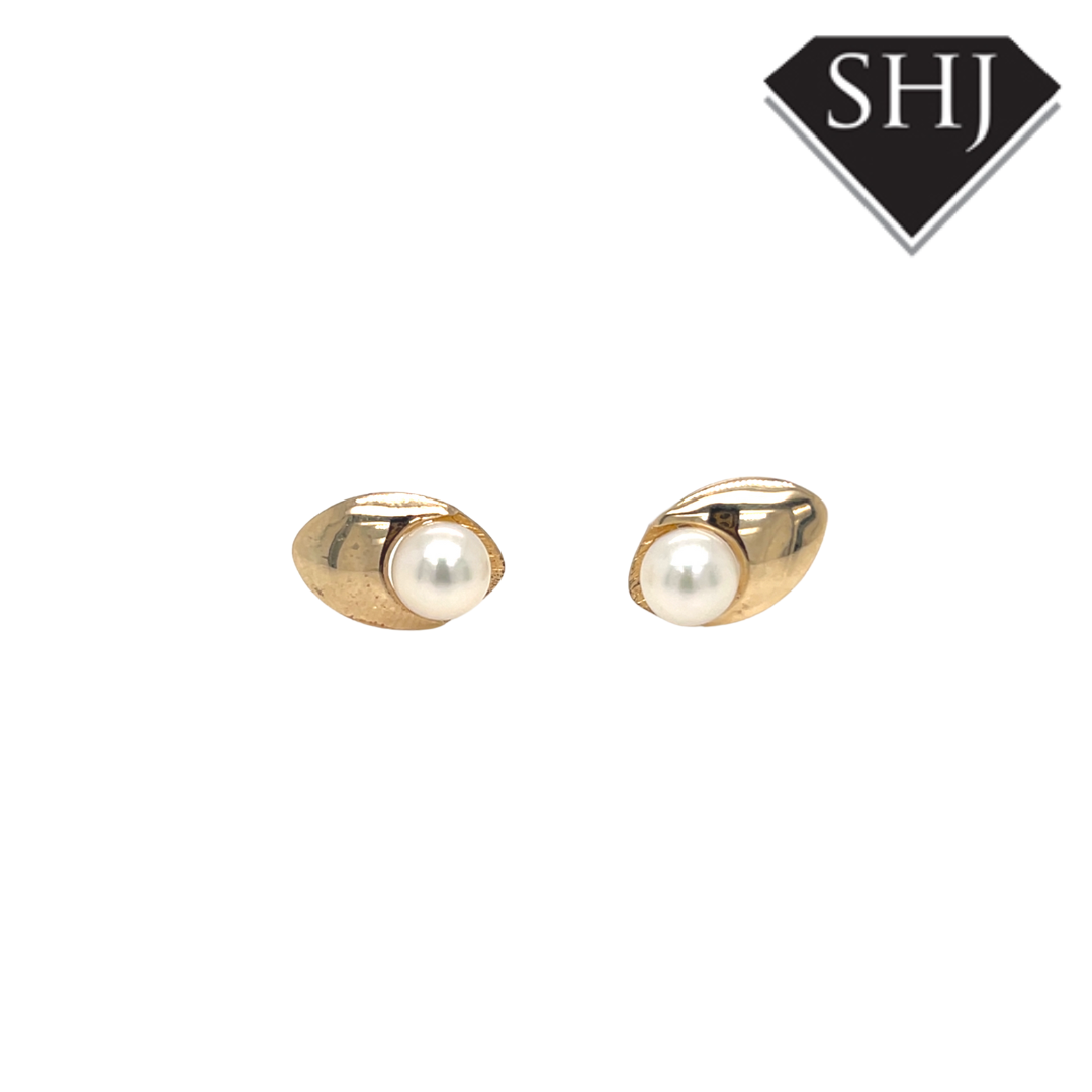 9ct Yellow Gold Pearl Earrings