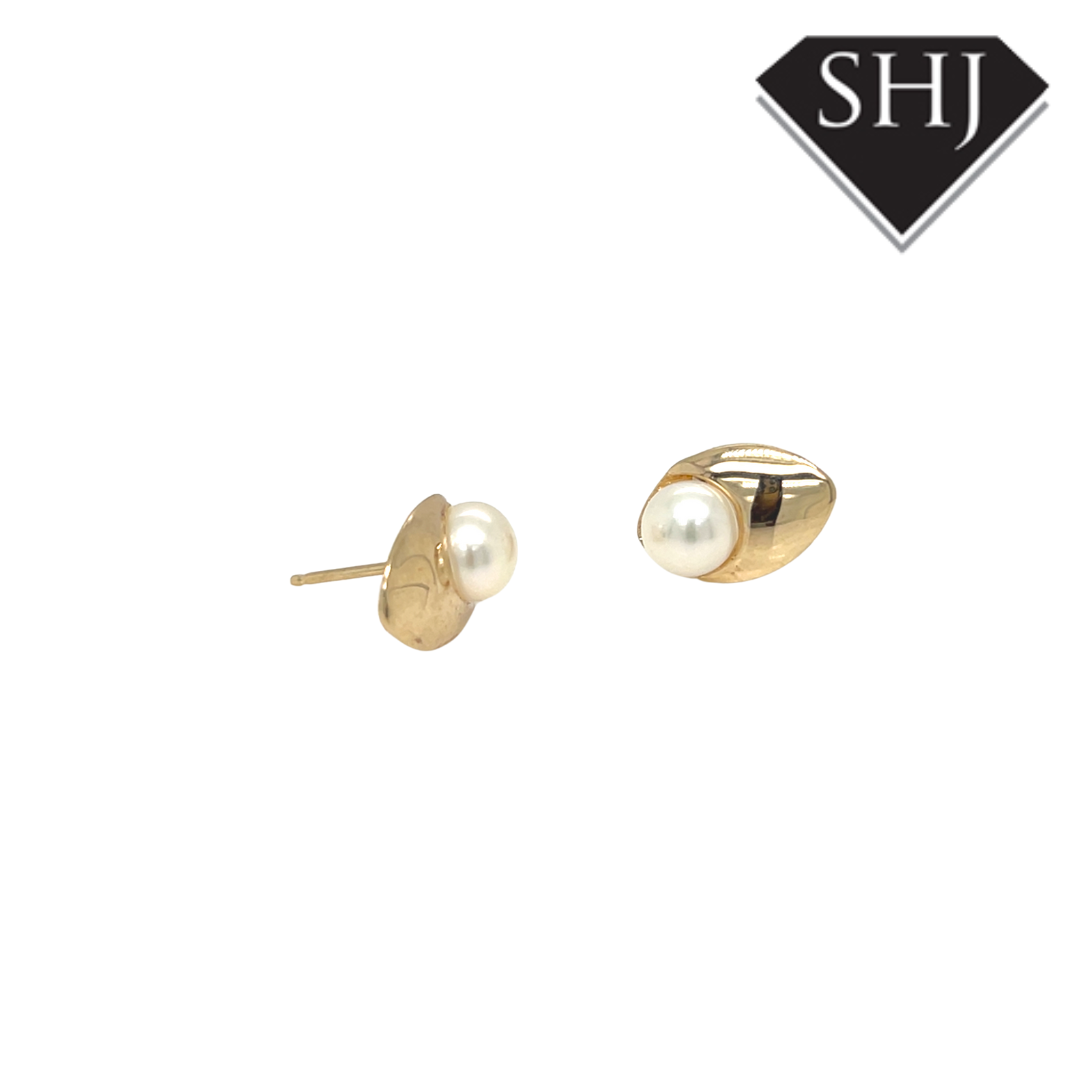 9ct Yellow Gold Pearl Earrings