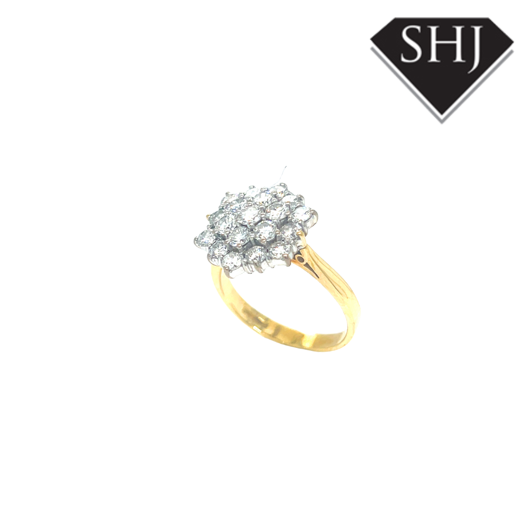 18ct Yellow Gold Diamond Cluster Ring