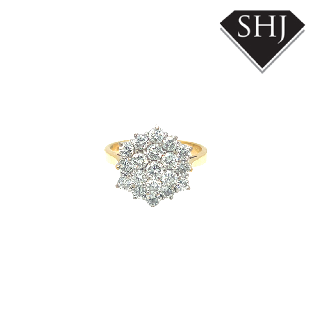 18ct Yellow Gold Diamond Cluster Ring