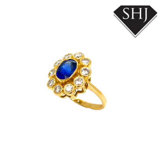 18ct Yellow Gold Diamond and Sapphire Ring