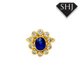 18ct Yellow Gold Diamond and Sapphire Ring