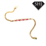 14ct Yellow Gold Ruby and Diamond Bracelet