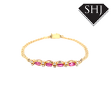 14ct Yellow Gold Ruby and Diamond Bracelet