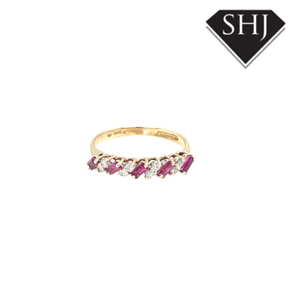 9ct Yellow Gold Ruby and Diamond Ring