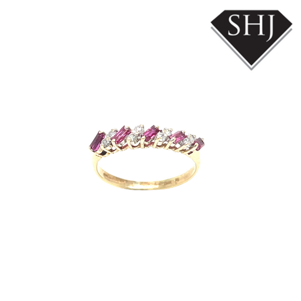 9ct Yellow Gold Ruby and Diamond Ring