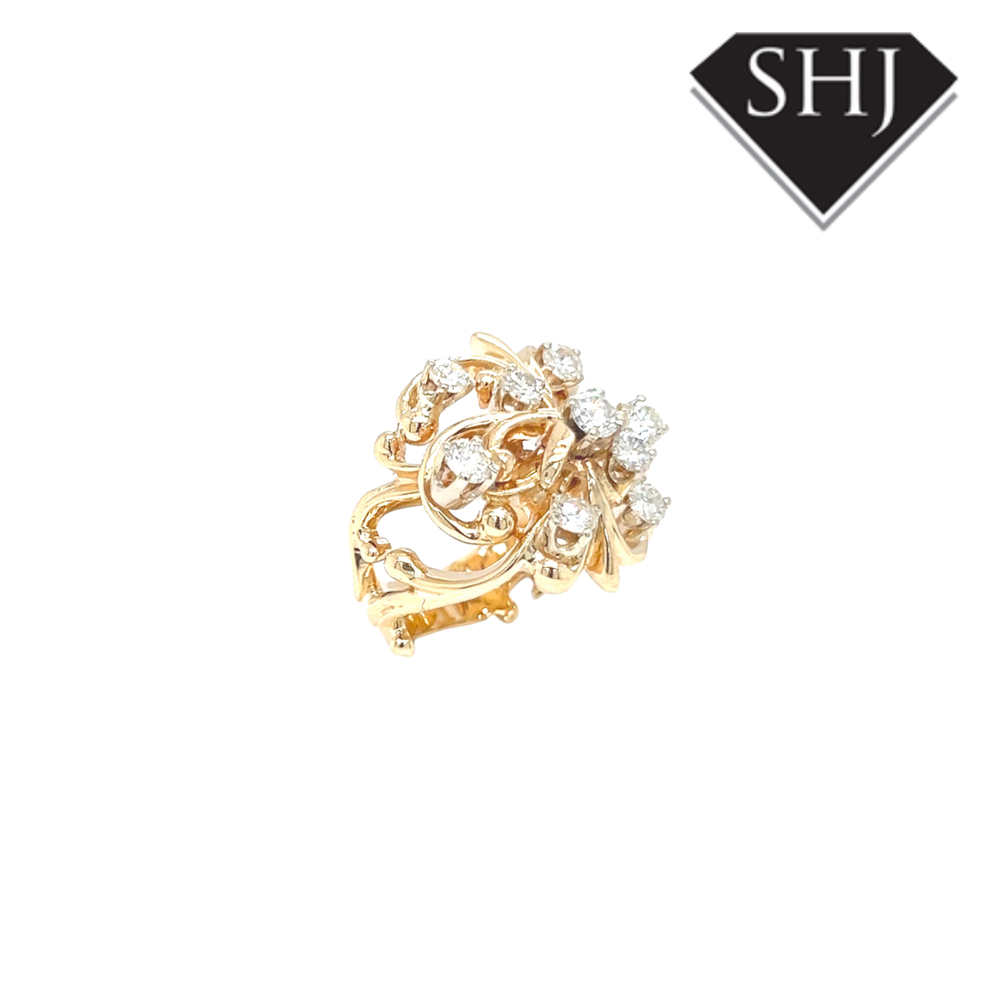14ct Yellow Gold 1.00ct Diamond Cluster Ring