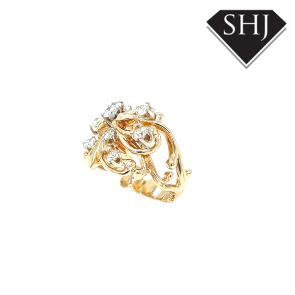 14ct Yellow Gold 1.00ct Diamond Cluster Ring