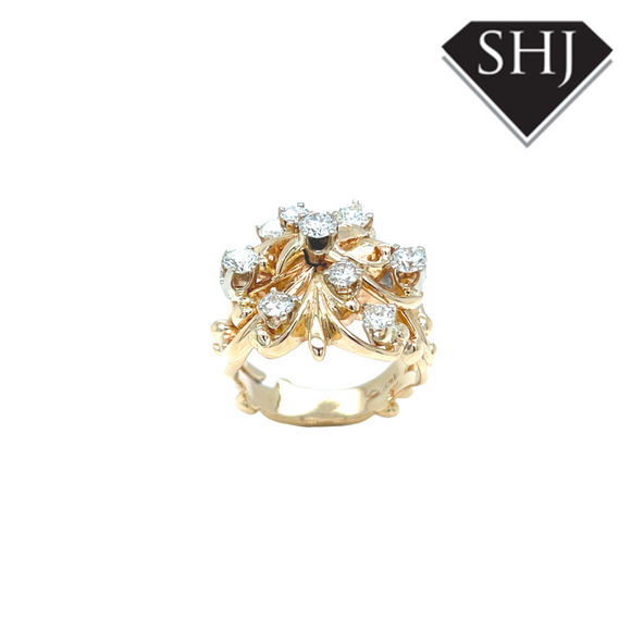 14ct Yellow Gold 1.00ct Diamond Cluster Ring