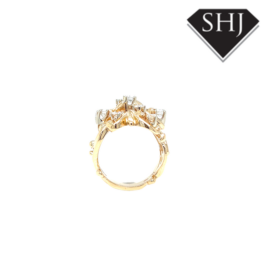 14ct Yellow Gold 1.00ct Diamond Cluster Ring