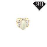 14ct Yellow Gold Moonstone and Diamond Ring