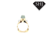 14ct Yellow Gold Moonstone and Diamond Ring