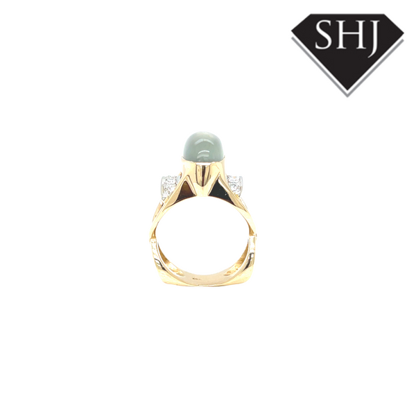 14ct Yellow Gold Moonstone and Diamond Ring