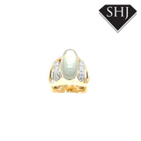 14ct Yellow Gold Moonstone and Diamond Ring