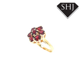 9ct Yellow Gold Garnet Cluster Ring