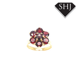 9ct Yellow Gold Garnet Cluster Ring
