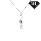 Platinum 1.18ct Diamond and Sapphire Pendant and Chain