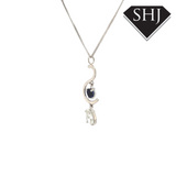 Platinum 1.18ct Diamond and Sapphire Pendant and Chain