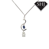 Platinum 1.18ct Diamond and Sapphire Pendant and Chain