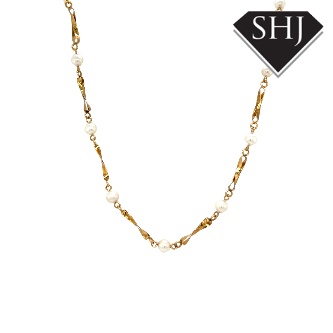 9ct Yellow Gold Pearl Necklace
