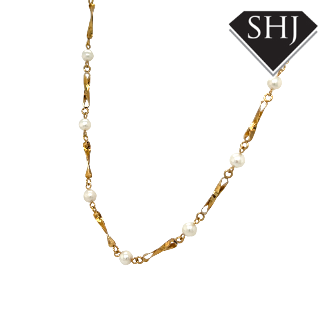 9ct Yellow Gold Pearl Necklace