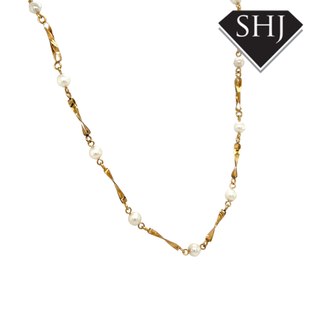 9ct Yellow Gold Pearl Necklace
