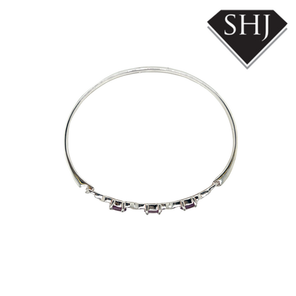 Silver Amethyst Bangle