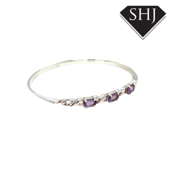 Silver Amethyst Bangle