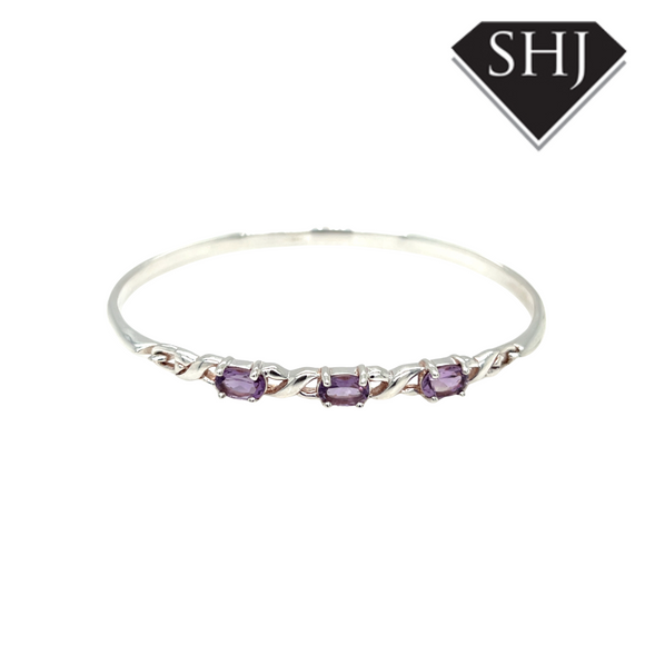 Silver Amethyst Bangle