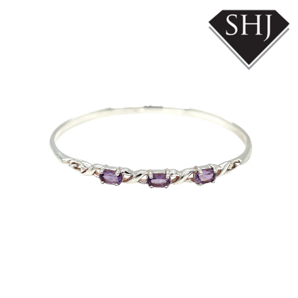 Silver Amethyst Bangle