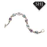Silver Amethyst and Topas Bracelet