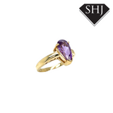 9ct Yellow Gold Pear Amethyst Ring