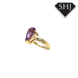 9ct Yellow Gold Pear Amethyst Ring