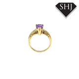 9ct Yellow Gold Pear Amethyst Ring