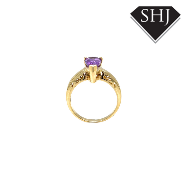 9ct Yellow Gold Pear Amethyst Ring