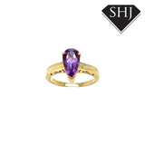 9ct Yellow Gold Pear Amethyst Ring
